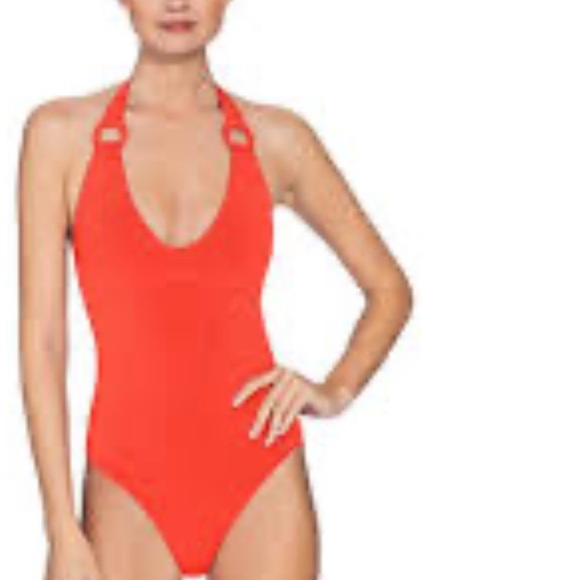 Robin Piccone Kate One Piece Swimsuit Scoop Neck Orange Sz 8 Women - Picture 8 of 8